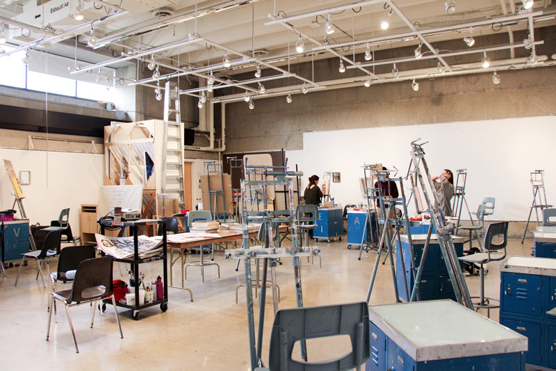 Painting studio full of easels and painting stations