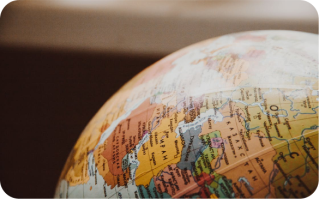 Close up of a spinning Globe of the earth