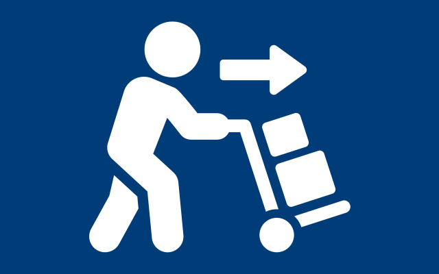 stick figure moving with a trolley