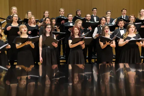 Choir singers in concert