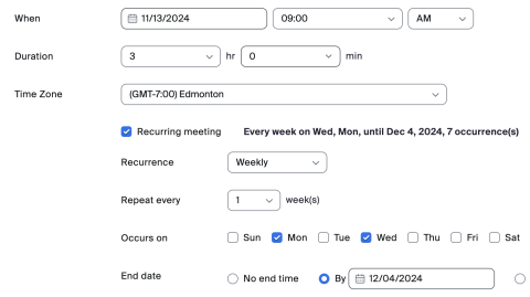 recurring meeting in zoom