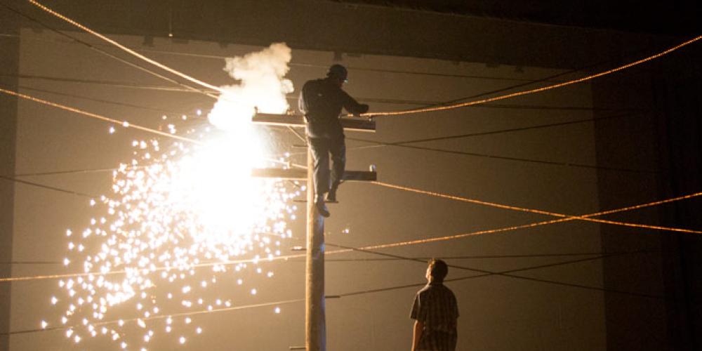 sparks coming from power pole