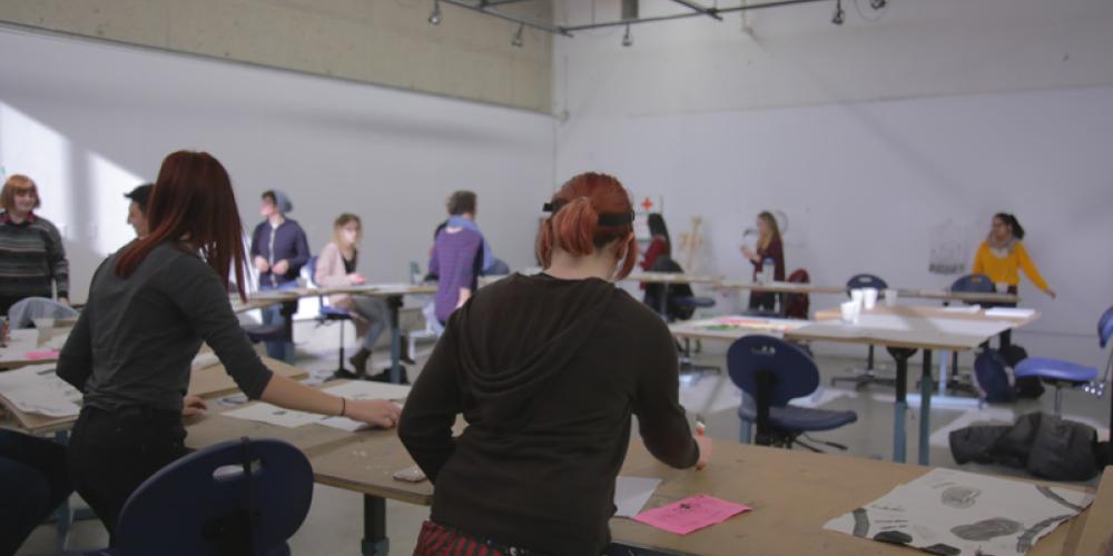 art studio classroom with tables