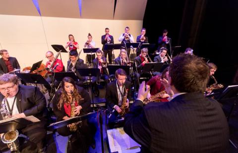 Jazz ensemble performing in main theatre