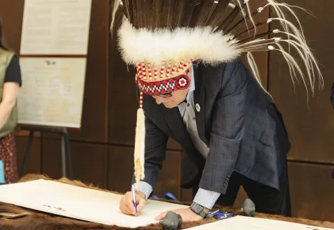 President & Vice-Chancellor Dr. Mike Mahon signing the Buffalo Treaty President & Vice-Chancellor Dr. Mike Mahon signing the Buffalo Treaty