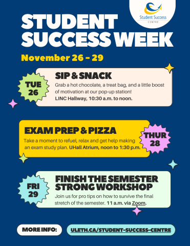 Join us for Student success week from November 26 to 29. 