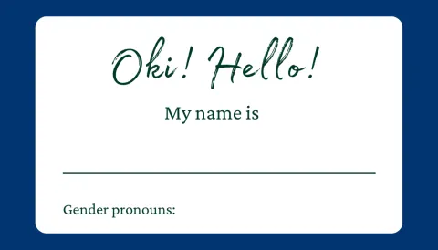 Name tag with pronouns
